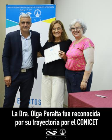 La Dra. Olga Peralta investigadora de nuestro Instituto IRICE fue reconocida en su trayectoria científica por el CONICET Rosario