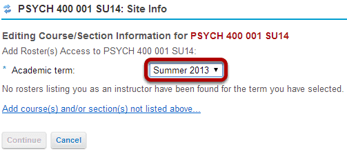 Select the term and class(es).