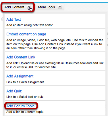 Click Add Content, then Add Forum Topic.