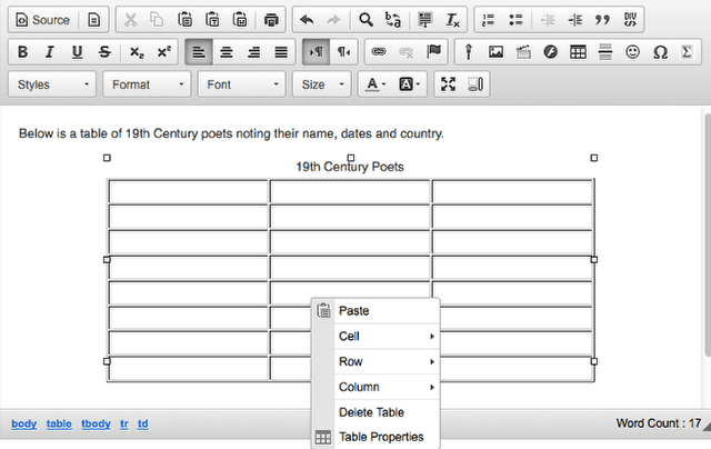 Edit the table properties.