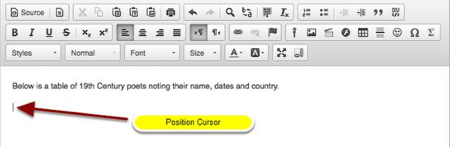 Position the cursor.