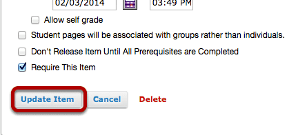 When finished, click Update item.
