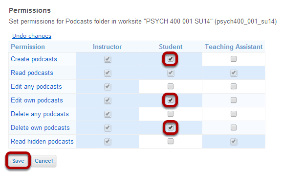 Modify the student tool permissions.