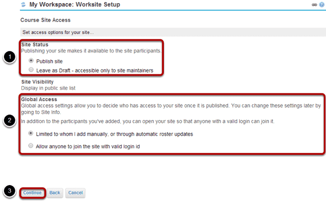 Configure site access.