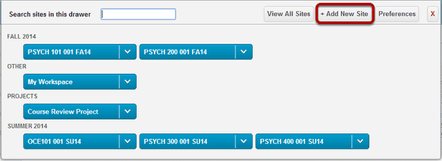 From your sites drawer, click Add New Site.