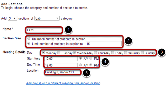 Edit the section information.