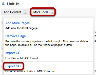 Click More Tools, then Export CC.