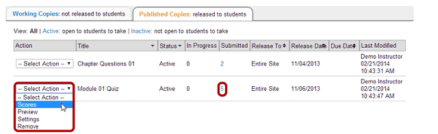 Go to the assessment submissions.