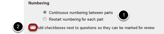 Layout and Appearance: Numbering and allowing Mark for Review.