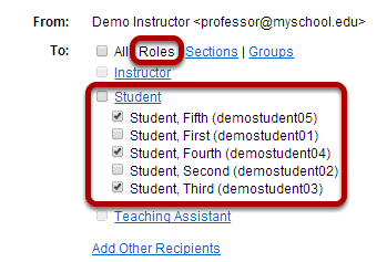 Choose recipients by role.