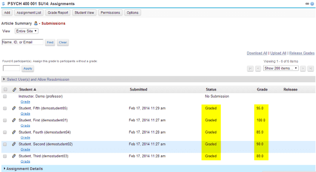 View grades.