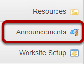Viewing announcements via the Announcements tool.